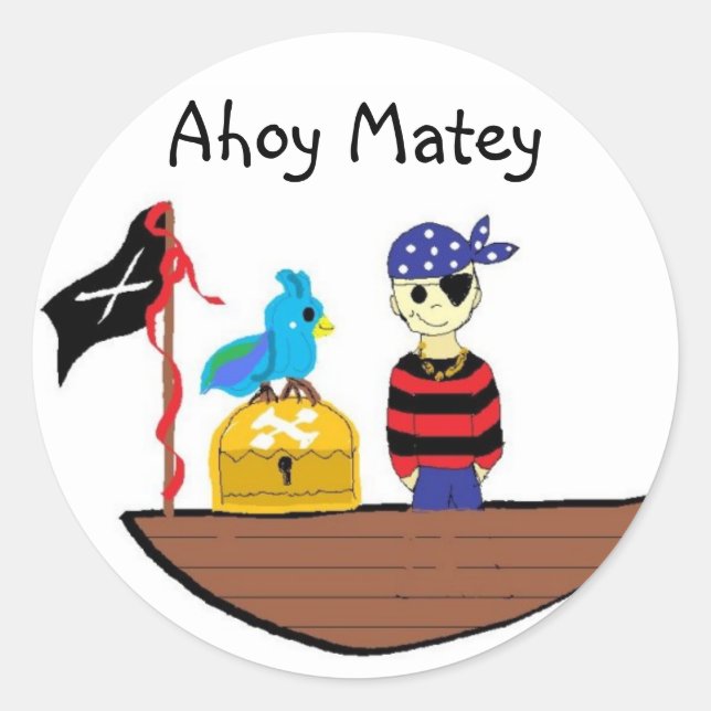 Ahoy Matey Classic Round Sticker (Front)