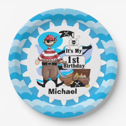 Ahoy Matey Pirate 1st Birthday Paper Plates