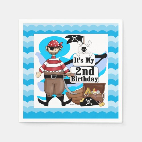 Ahoy Matey Pirate 2nd Birthday Paper Napkins