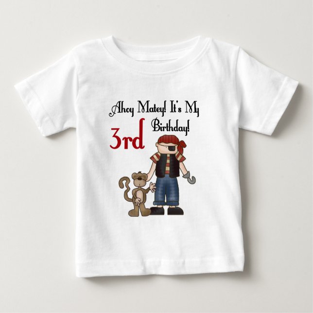 Ahoy Matey Pirate 3rd Birthday Tshirts and Gifts (Front)