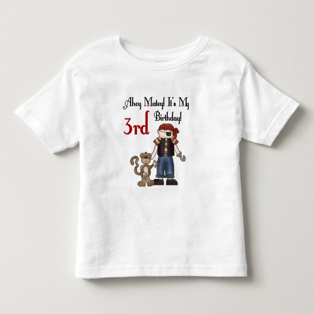 Ahoy Matey Pirate 3rd Birthday Tshirts and Gifts (Front)