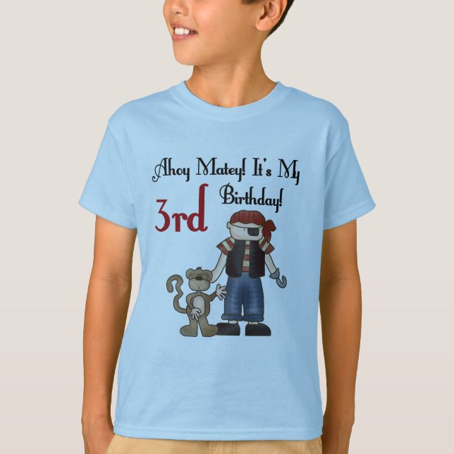 Ahoy Matey Pirate 3rd Birthday Tshirts and Gifts (Front)