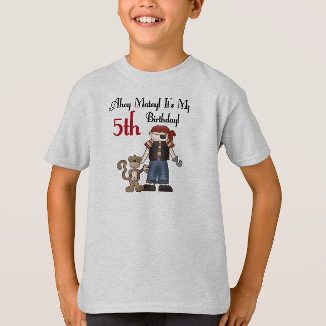 Ahoy Matey Pirate 5th Birthday T-Shirt (Front)