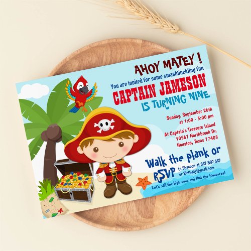 Ahoy Matey Pirate Birthday Invitation