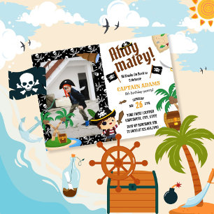 Ahoy Matey! Pirate Boys Birthday Invitation