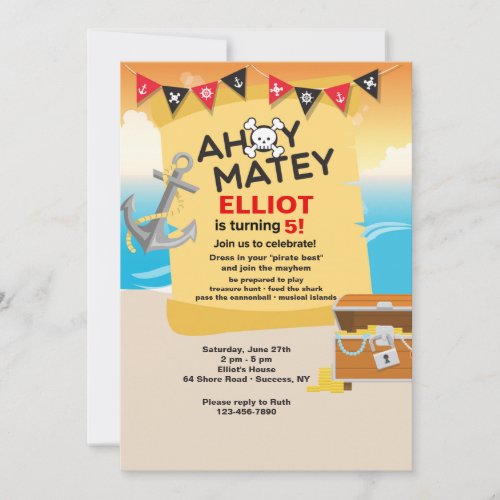 Ahoy Matey Pirate Invitation