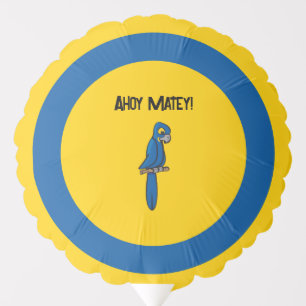 Ahoy Matey Pirate Parrot Cartoon, Funny Macaw Bird Balloon