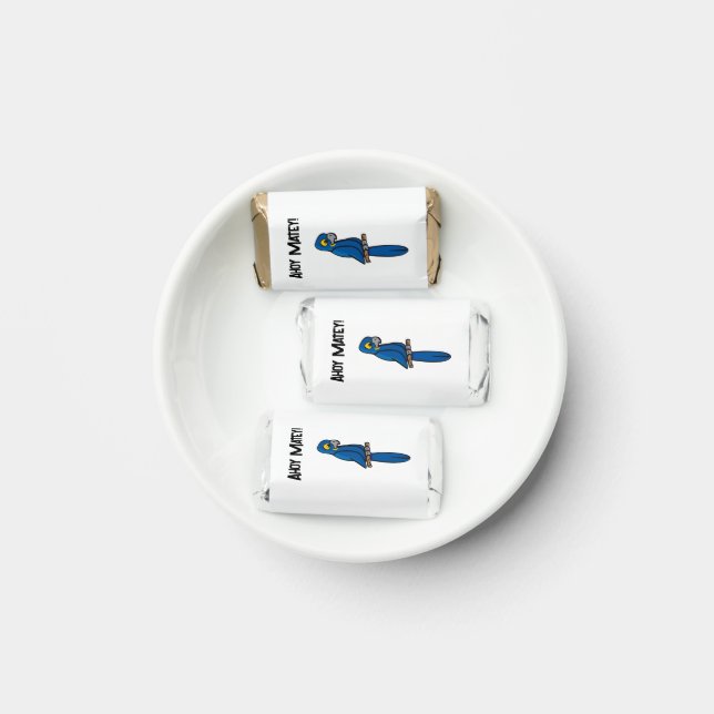 Ahoy Matey Pirate Parrot Cartoon, Funny Macaw Bird Hershey's Miniatures (Plate)