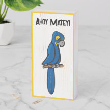 Ahoy Matey Pirate Parrot Cartoon, Funny Macaw Bird
