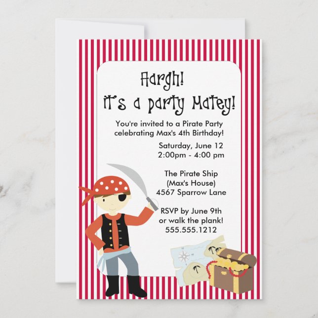 {ahoy, matey!} pirate party invitation (Front)