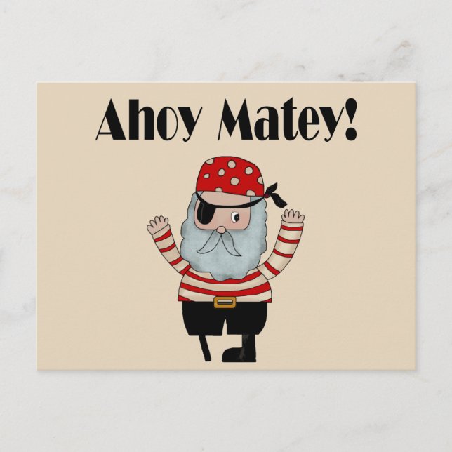 Ahoy Matey Pirate Postcard (Front)