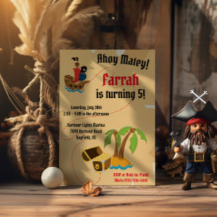 Ahoy Matey! Pirate Themed Kids' Birthday Party Invitation