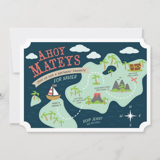 Ahoy Mateys Birthday Invite (Front)
