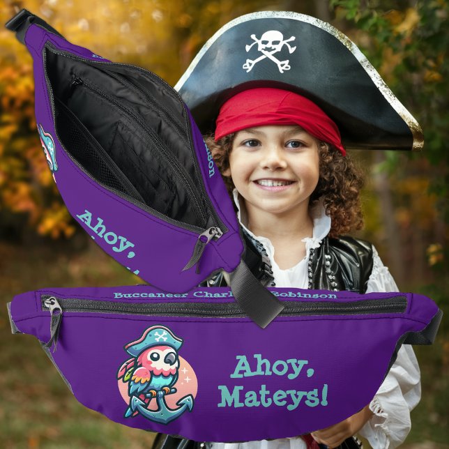 Ahoy, Mateys! Fun Cute Parrot wearing a Pirate Hat Fanny Pack (Creator Uploaded)