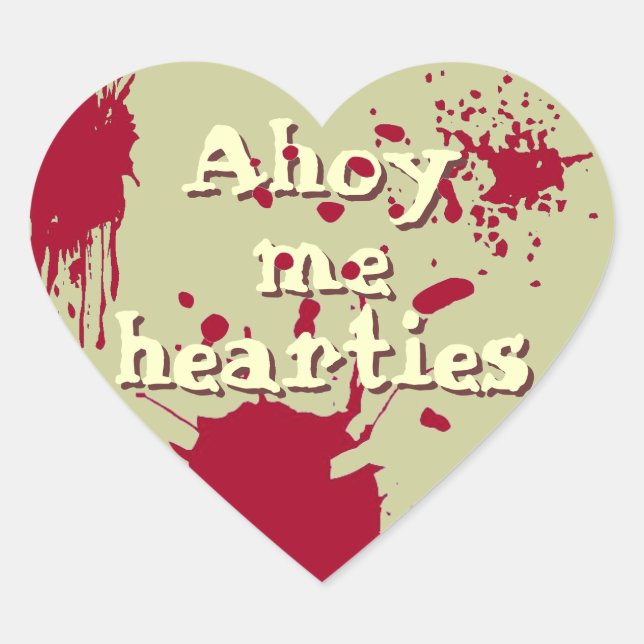 Ahoy me hearties heart sticker (Front)