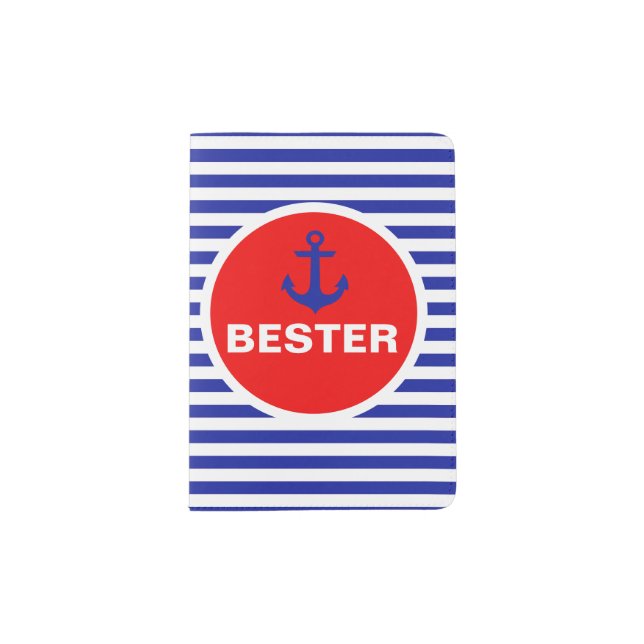 Ahoy Nautical Anchor Themed Passport Passport Holder (Front)