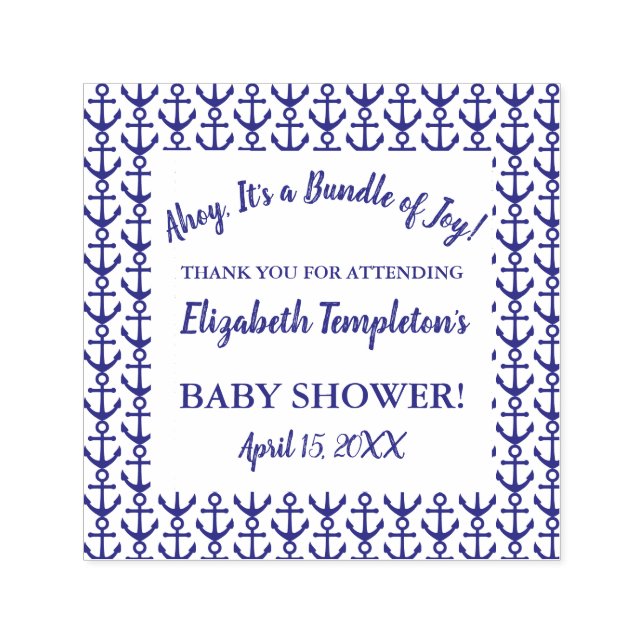 Ahoy Nautical Baby Shower Thank You Stamp (Design)