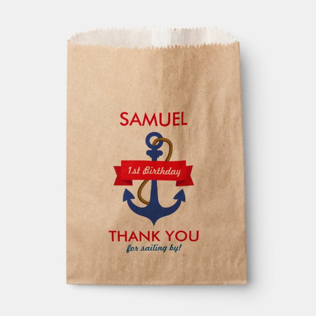 AHOY! Nautical Birthday Baby Shower Favor Bag (Front)