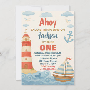 Ahoy! Nautical Birthday Party Invitation