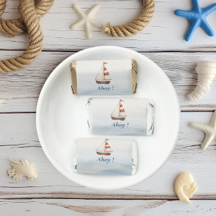 Ahoy Nautical Birthday   Sailboat Pastel Blue Hershey's Miniatures