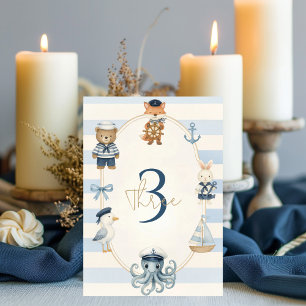 Ahoy Nautical Birthday Sea Animals & Sailor Table Number
