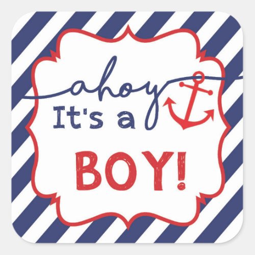Ahoy Nautical Boy Baby Shower Thank You Sticker