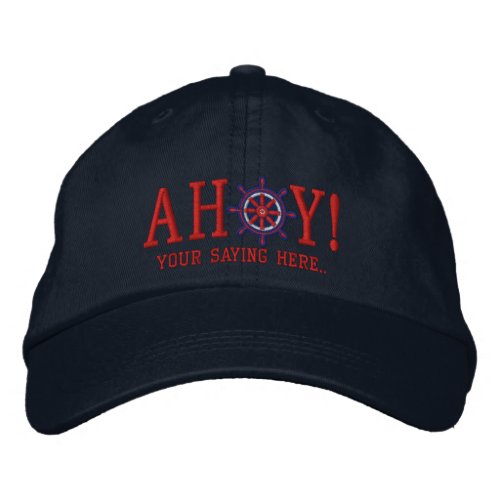 AHOY Nautical Greetings Embroidery Embroidered Baseball Cap