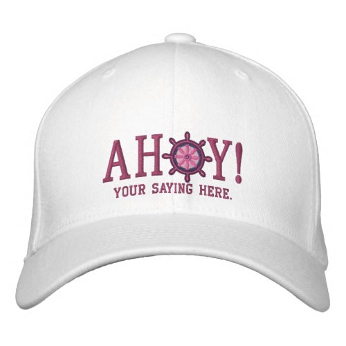 AHOY Nautical Greetings Embroidery Embroidered Baseball Cap