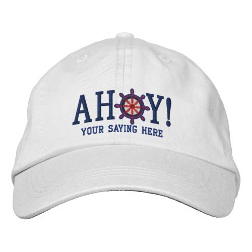 AHOY Nautical Greetings Embroidery Embroidered Baseball Cap