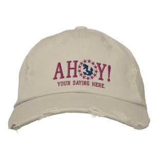 AHOY! Nautical Greetings Embroidery Embroidered Baseball Hat