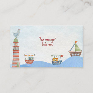 Ahoy Nautical kids watercolor birthday Enclosure Card
