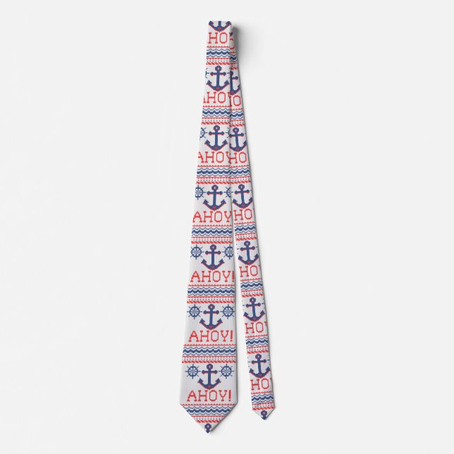 AHOY Nautical Knit Christmas Jumper Style Neck Tie (Front)