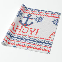 AHOY Nautical Knit Christmas Sweater Style Wrapping Paper