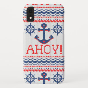 AHOY Nautical Knitting Christmas Jumper Style iPhone XR Case