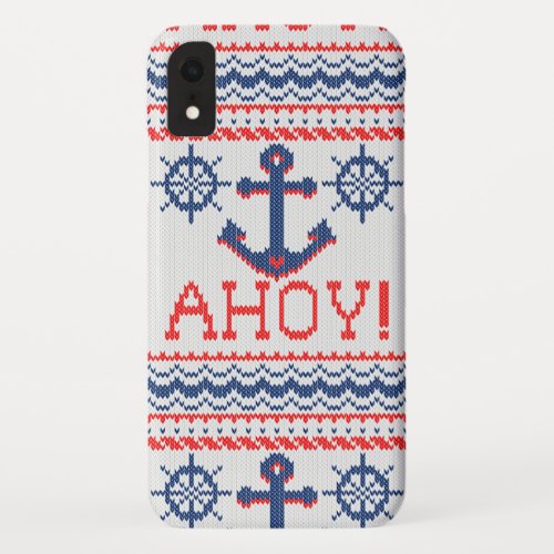 AHOY Nautical Knitting Christmas Jumper Style iPhone XR Case