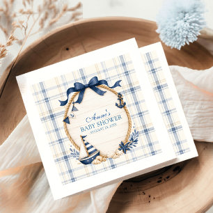 Ahoy Nautical Sailboat Navy Blue Rope Bow Baby Napkins