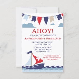 AHOY! Nautical Sailing Birthday Party Invitation