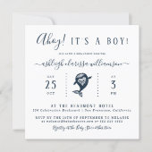 Ahoy! Nautical Whale Square Baby Shower Invitation (Front)