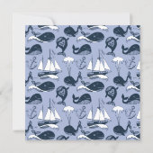 Ahoy! Nautical Whale Square Baby Shower Invitation (Back)