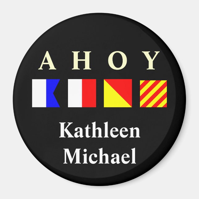 Ahoy Personalized Stateroom Door Marker Magnet (Front)