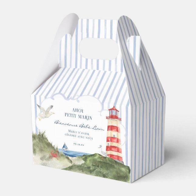 Ahoy Petit Marin Baby Shower Nautique Favor Boxes (Front Side)