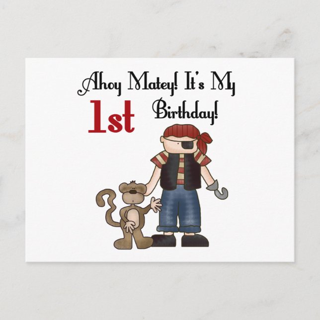 Ahoy Pirate First Birthday Tshirts and Gifts Postcard (Front)