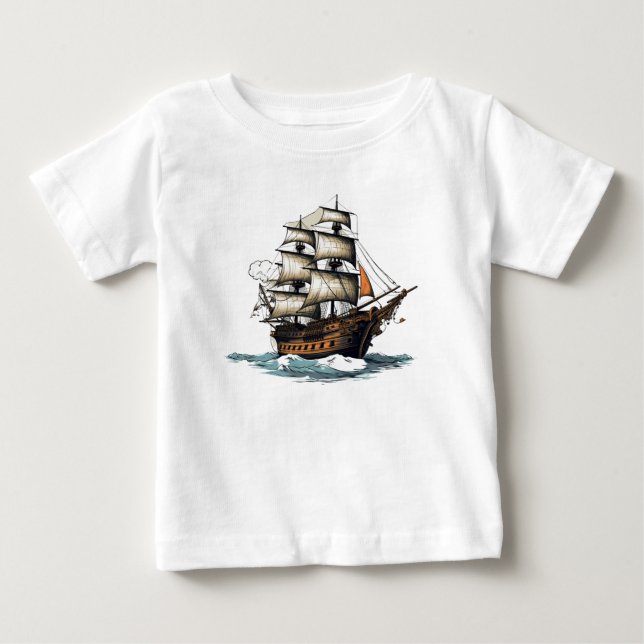 Ahoy! Pirate Ship 8th Birthday  Baby T-Shirt (Front)