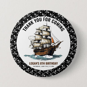 Ahoy! Pirate Ship 8th Birthday  Button