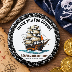 Ahoy! Pirate Ship 8th Birthday Button