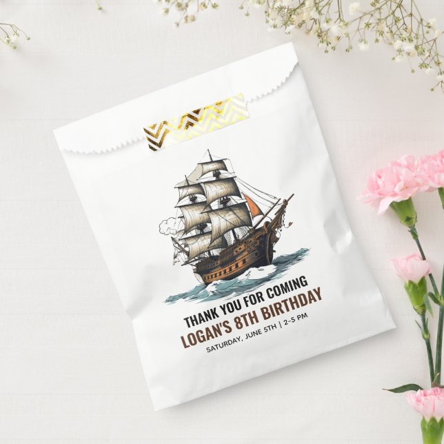 Ahoy! Pirate Ship 8th Birthday  Favor Bag (Sealed)