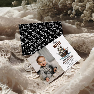 Ahoy! Pirate Ship 8th Birthday  Invitation