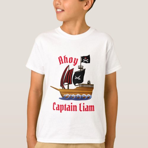 Ahoy Pirate Ship Captain Personalize Name T_Shirt