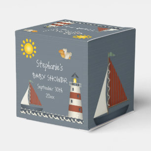 Ahoy Sail Boat & Lighthouse Thank You Favor Boxes