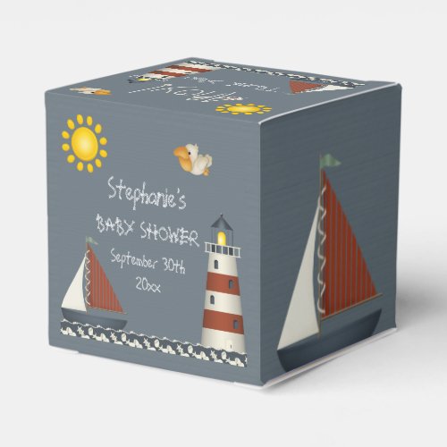Ahoy Sail Boat  Lighthouse Thank You Favor Boxes